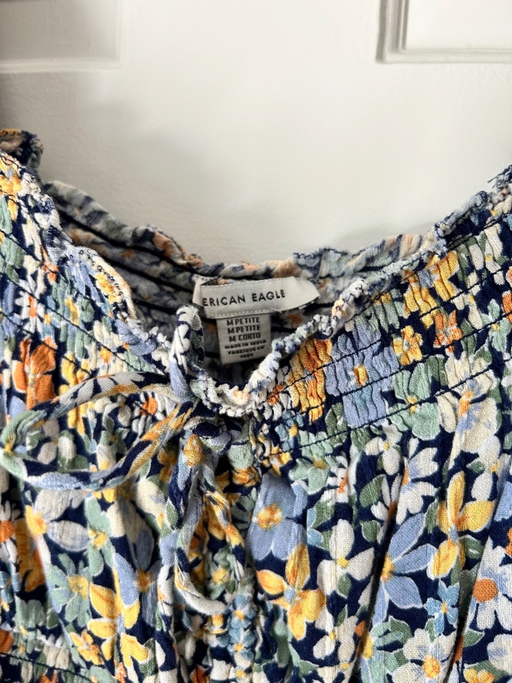 American Eagle Floral Smocked Puff Sleeve Mini Dress Boho - Picture 3 of 7